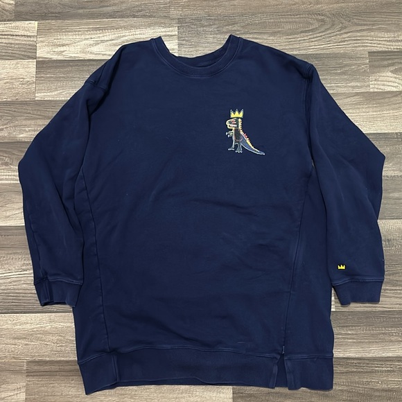 SPRZ NY Jean-Michel Basquiat Navy Blue Long Sweatshirt - Picture 3 of 6